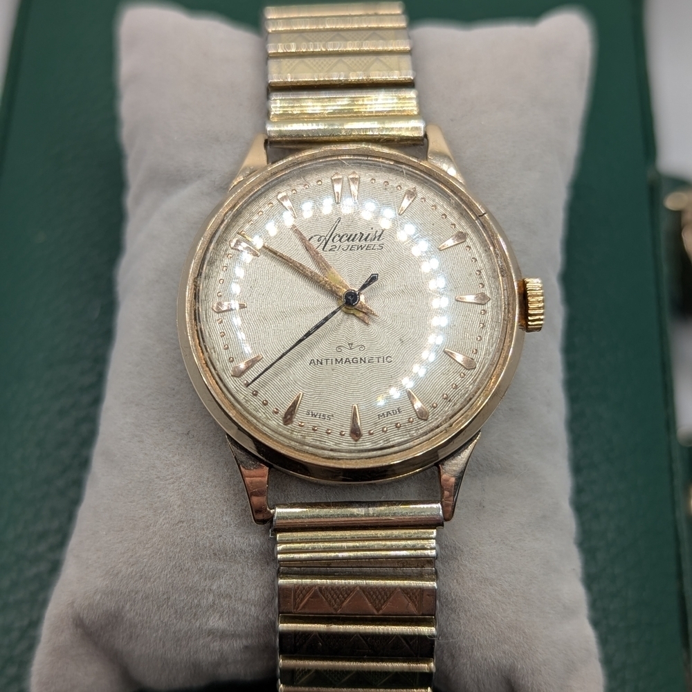 β¨ 1950s Accurist 21-Jewel Solid 9ct Gold Menβs Dress Watch β¨